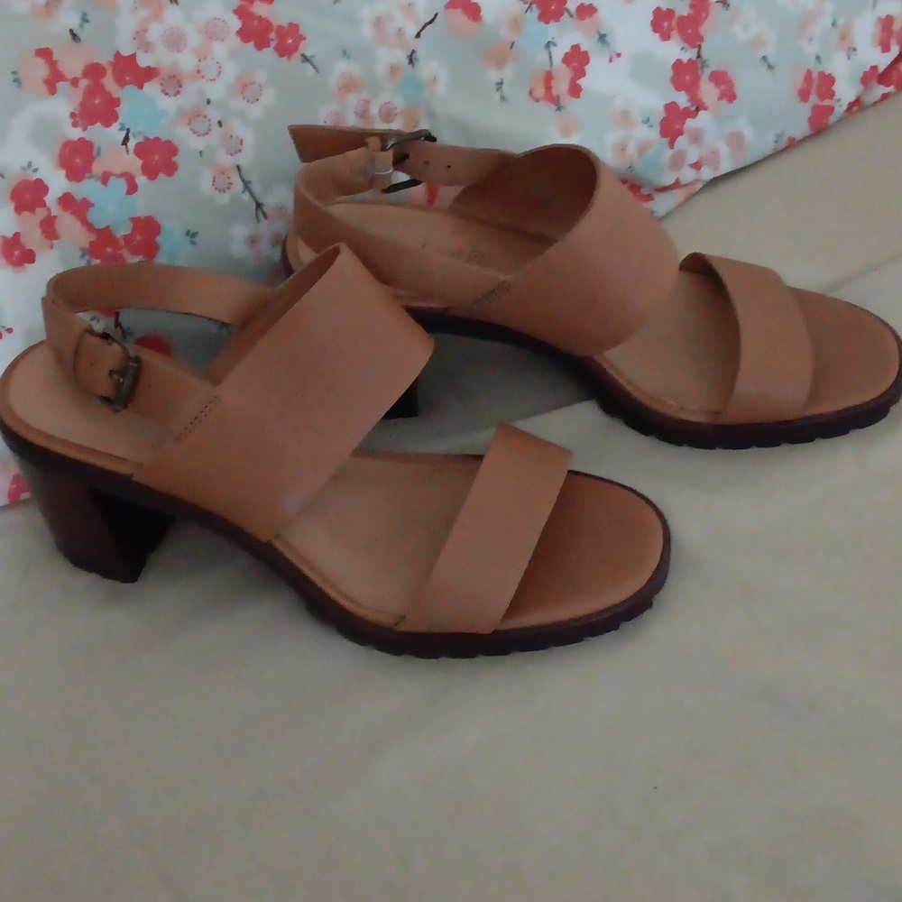 Madewell The Kiera Lugsole Sandal Brown Leather Slingback Block Heel Size 8